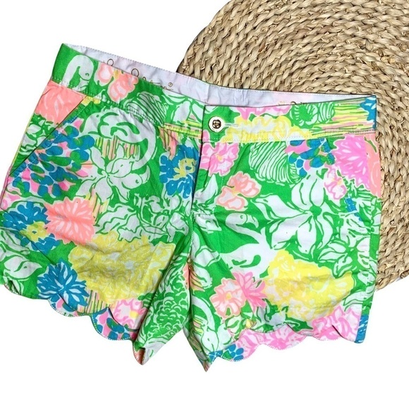 Lilly Pulitzer Buttercup Shorts Hibiscus Stroll Size 00 - Picture 3 of 16